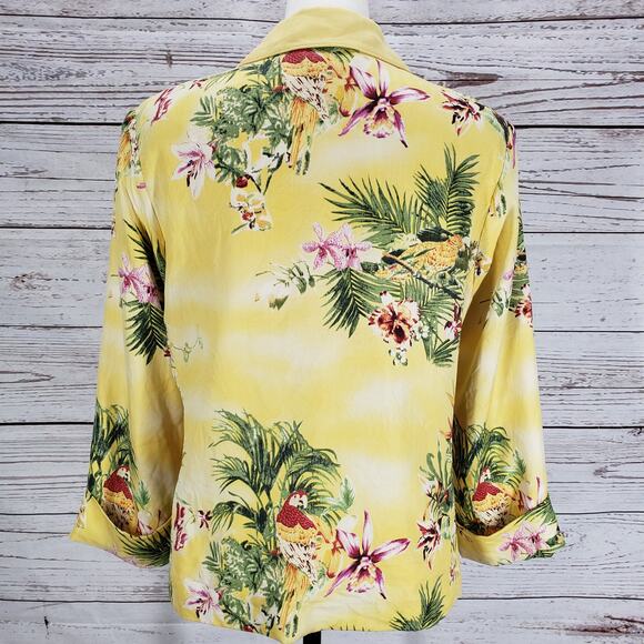 Nancy Bolen City Girl Women's Silk Birds of Paradise Blazer Jacket Size Small - Picture 13 of 16